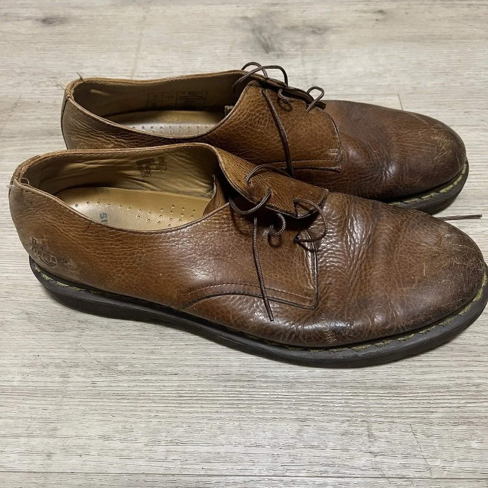 Dr Martens Shoes Mens 14 M Brown Bexley‎ Pebbled Leather 90s Y2K Punk Oi!
